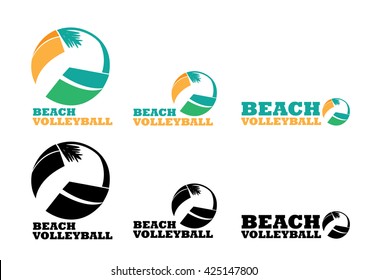 beach volleyball color and black and white logo  simple style concept