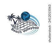 Beach Volleyball emblem logo design vector illustration