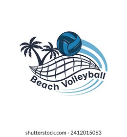 Beach Volleyball emblem logo design vector illustration