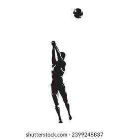 Beach volleyball, female volleyball player, isolated vector silhouette