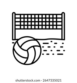 Beach volleyball game icon in summer