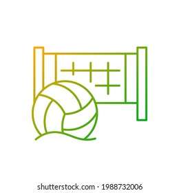 Beach volleyball gradient linear vector icon. Team sport. Sand-based court divided by net. Outdoor games. Thin line color symbols. Modern style pictogram. Vector isolated outline drawing