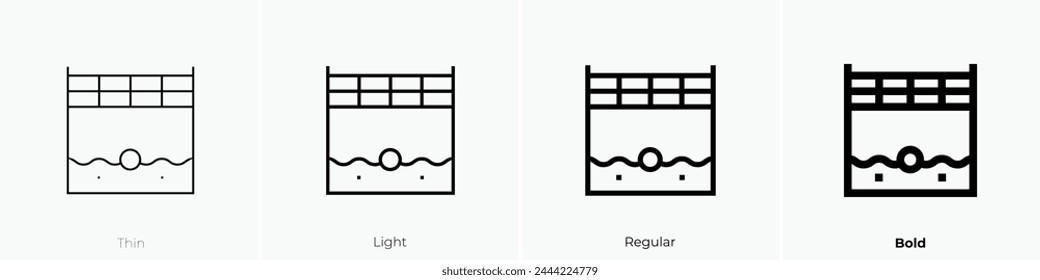 beach volleyball icon. Thin, Light Regular And Bold style design isolated on white background