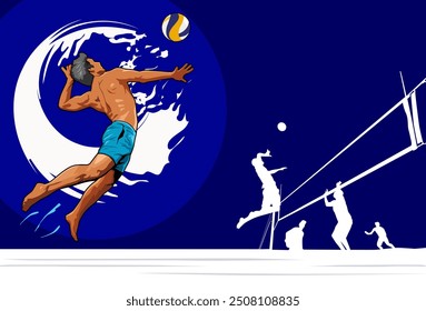Beach volleyball illustration design vector art