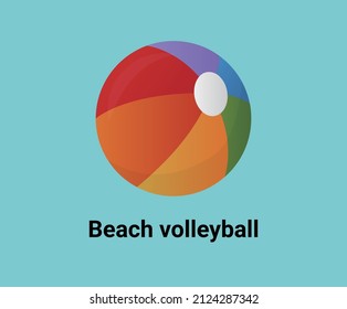 Beach volleyball illustration set. rainbow volley Ball, Sport Vector drawing. Hand drawn style.