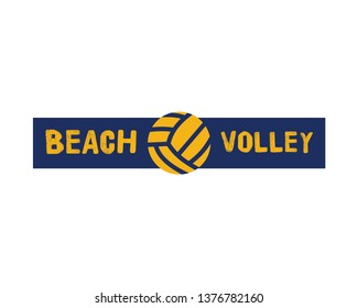 Beach Volleyball logo template, badge. Volley sign with ball. Colorful label design for sports events or club. Stock vector isolated on white background.
