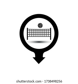 Beach volleyball map icon. Design template vector