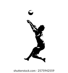 Beach volleyball player, clip art, isolated vector silhouette. Summer sports