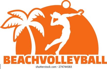 Beach Volleyball Player Palm Stock Vector (Royalty Free) 274744583