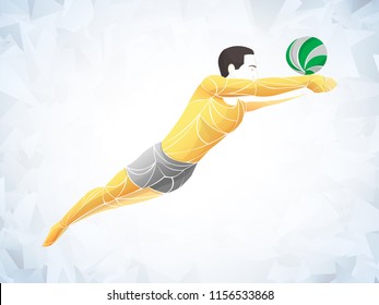 Beach volleyball. Volleyball player vector