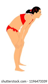 Beach volleyball player vector illustration isolated on white background. Volleyball girl in action.  Summer time enjoying on sand. Woman sport activity. Active life style. Outdoor weekend fun.