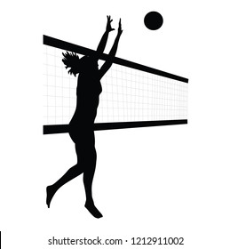 Beach volleyball player vector illustration isolated on white background. Volleyball girl in action. Summer time enjoying on sand. Girl sport activity. Active life style.