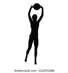 Beach volleyball player vector illustration isolated on white background. Volleyball girl in action. Summer time enjoying on sand. Girl sport activity. Active life style.