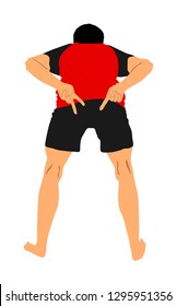 Beach volleyball player vector illustration isolated on white background. Volleyball boy in action. Summer time enjoying on sand. Man sport activity. Active life style. Outdoor summer fun with ball.
