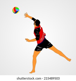 beach volleyball player vector illustration isolated on background. (1/30 image). 