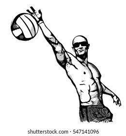 Beach volleyball player vector illustration 3