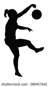 Beach volleyball player vector silhouette illustration isolated on white background.