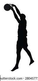 Beach Volleyball Player Vector Silhouette Illustration Stock Vector ...