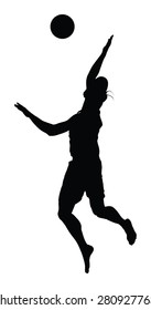 Beach Volleyball Player Vector Silhouette Illustration Stock Vector ...