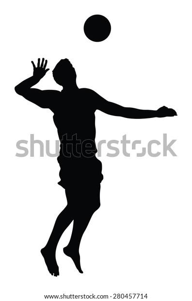 Beach Volleyball Player Vector Silhouette Illustration Stock Vector ...