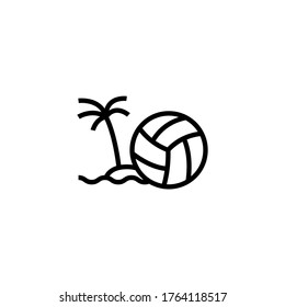 Beach volleyball vector icon in black line style icon, style isolated on white background