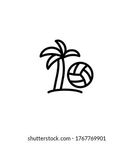 Beach volleyball vector icon in black line style icon, style isolated on white background