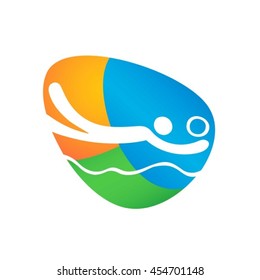 Beach Volleyball Web button isolated on white background. Athlete Sport Game Logo Competition Icon. Rio 2016 Olympic games in Brazil. summer Sport games symbols. vector illustration