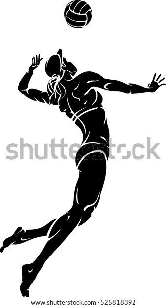 Beach Volleyball Woman Silhouette Stock Vector (Royalty Free) 525818392