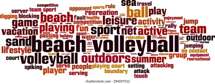 Beach volleyball word cloud concept. Vector illustration