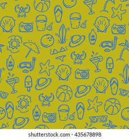 Beach wallpaper in doodle style