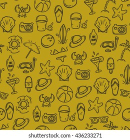Beach wallpaper in doodle style