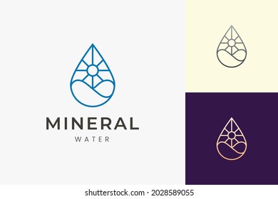 Plantilla de logotipo de playa o agua en línea mono simple y en forma moderna