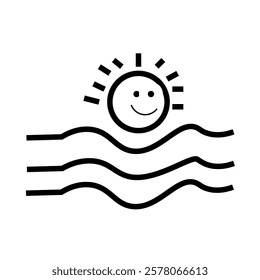 beach water silhouette icon design template	