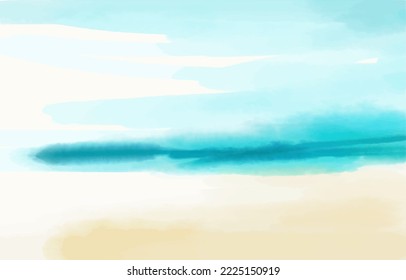 Beach watercolour landscape, vector background
