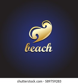 Beach Wave Icon Isolated On Blue Background.Vector Illustration,Graphic Design.For Web Site,Print Material And Poster.Also Can Be Useful For Placard,Backdrop And Wallpaper