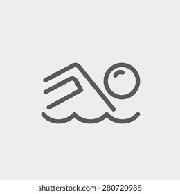 Beach wave icon thin line for web and mobile, modern minimalistic flat design. Vector dark grey icon on light grey background.