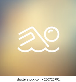 Beach wave icon thin line for web and mobile, modern minimalistic flat design. Vector white icon on gradient mesh background.