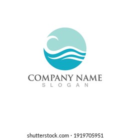 Beach wave icon vector illustration design logo