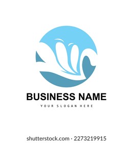 Logotipo de ola de playa, vector de ondas de agua, diseño de abstracto de agua, icono de plantilla de ilustración