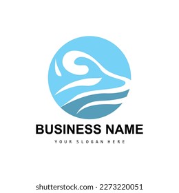 Beach Wave Logo, Water Wave Vector, Water Abstract Design, Illustration Template Icon