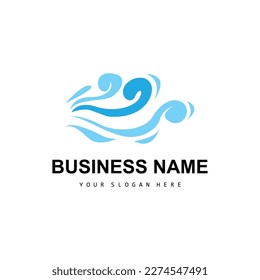 Beach Wave Logo, Water Wave Vector, Water Abstract Design, Illustration Template Icon