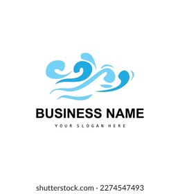 Logotipo de ola de playa, vector de ondas de agua, diseño de abstracto de agua, icono de plantilla de ilustración