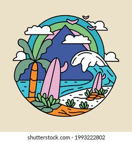 Beach wave nature graphic illustration vector art t-shirt design