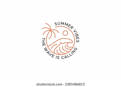 Marca de logotipo simple de ola de playa para diseño de elementos Vibes de verano Símbolo de signo de tendencia de surf