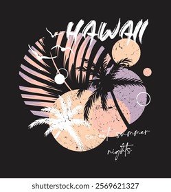 Beach wave vector t shirt graphic print design. Hawaii artwork for apparel, sticker, poster, men, women, boy, girl and others.