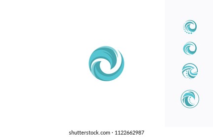 beach waves swoosh logo icon vector