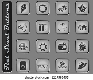 beach web icons on the flat steel buttons