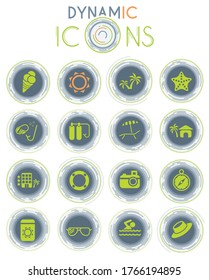 beach web icons on white background with dynamic lines for animation
