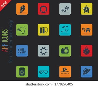 beach web icons for user interface design