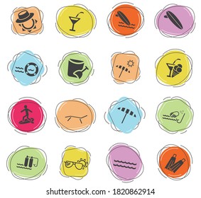beach web icons for user interface design